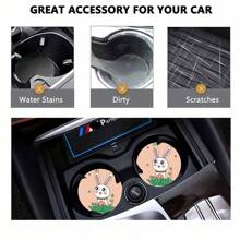 2 pièces Dessous de verre pour tasse de voiture avec motif mignon, tapis de tasse de voiture , séchage rapide et antidérapant