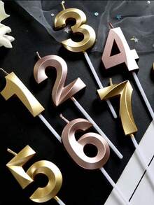 1 件数字生日蜡烛，用于蛋糕装饰和派对用品、烘焙蛋糕/甜点装饰蜡烛插条 - 彩色 - 查看 6