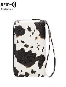 MIYIN Fashion Vintage Large Capacity Credit Card Wallets For Women RFID Blocking Long Wallet For Credit Card/ ID Card/ Coins/ Cash/ Receipts Ladies Multifunction Zipper Organizer Clutch Gifts Birthday Gifts Anniversary Cow Pattern Wallet For Women Wallet Purse Wallet Long Wallet Wristlet Wallet - Beige - View 8