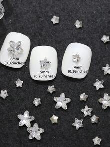 30颗/包 高品质闪光水钻 不对称尺寸 水晶玻璃吊坠 尖底星形 美甲装饰 美甲用品 美甲宝石 - 白色 - 查看 5