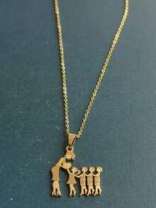 1 New Stainless Steel Beautiful Cartoon Figure Pendant Necklace Ladies Fashion Sweater Chain Mother's Day Gift Everyday Christmas Wear - Gold - View 12