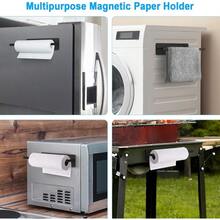 Magnetic Paper Towel Holder For Fridge, Toilet Paper Roll Holder Magnet Paper Towel Rack Wall Mount Fridge Organizer For Paper Towels Rolls Bathroom Pantry RV Kitchen Storage - Black - View 5