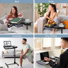 Adjustable Rolling Laptop Desk Cart With Angle And Height Features - Over Bed Hospital Table Stand - Default - View 7
