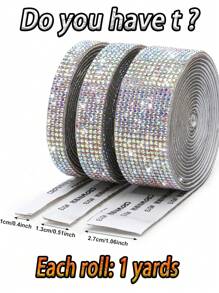 1 yarda Cinta de diamantes de cristal de Ródeo autoadhesiva brillante en color plateado, pegatina de brillo de Ródeo para decoración navideña, manualidades DIY para coche, computadora, maquillaje, mesa, decoración de fiesta de boda, proceso de producción de Ródeo de 2 mm