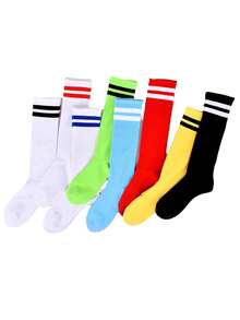 3 pares de calcetines finos a rayas para niños, calcetines deportivos casuales para niños y niñas, calcetines hasta el gemelo para estudiantes - Multicolor - Ver 12