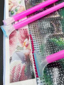 3pcs DIY Diamond Painting Pens, Pink Basic Model, Plastic Handle And Copper Tip, No Power Required, 3/6/9 Diamond Tip Picker Pens, Diamond Painting Bead Corrector Pens, DIY Handmade Quick Stick Dot Pens