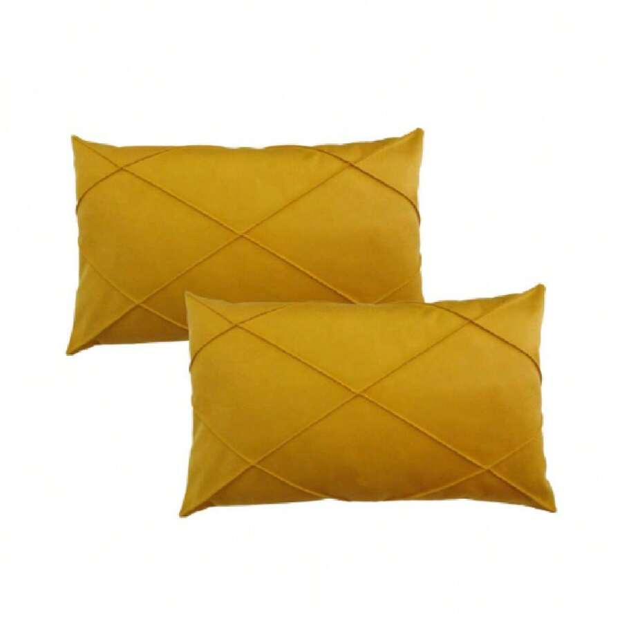 Kit 2 Rectangular Suede Draped Baguette Cushion 30cmx50cm - 黃色 - View 1