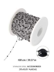 100cm Cadena de cuentas de acero inoxidable esmaltado, cadena de bolas coloridas en estilo bohemio para hacer bisutería, pulseras, collares y accesorios DIY