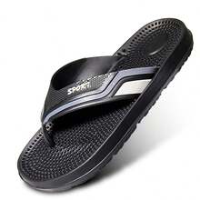 Sandalias de hombre tipo huaraches EVA estilo flip-flop, antideslizantes, ligeras y transpirables. Perfectas para playa, piscina, vacaciones y verano. Zuecos deportivos casuales para uso diario, con diseño cómodo, plano y antiolor. Pantuflas y zapatillas resistentes para interior y exterior, ideales para caballero o señor. Chanclas elegantes estilo ojalatas, hechas con material EVA duradero, ideales para descansar los pies con frescura y seguridad. - Negro - Ver 7