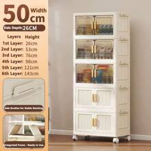 Folding Multilayer Storage Cabinet, Living Room Snacks Toys Organizer Shelf, Home Storage Wardrobe Closet