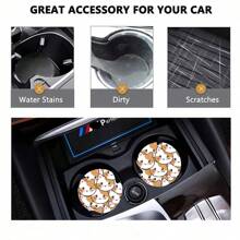 2 pièces Dessous de verre pour tasse de voiture avec motif mignon, tapis de tasse de voiture , séchage rapide et antidérapant