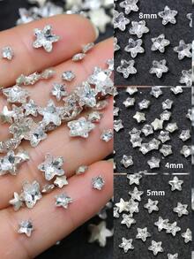 30颗/包 高品质闪光水钻 不对称尺寸 水晶玻璃吊坠 尖底星形 美甲装饰 美甲用品 美甲宝石 - 白色 - 查看 2