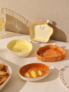 1 件面包形陶瓷蘸酱盘、酱汁盘、家用调味盘、精致优质酱油、醋碟、学校用品 - 彩色 - 查看 1