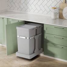 Reciclaje Bajo Fregadero - 2 Compartimentos 20L+15L - Silencioso y Suave - Asa y Anillo Removible - Dimensiones 25.5x44.5x45.7cm - Gris - Ver 3