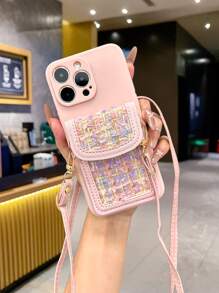 Bolso cruzado con diseño de rombos en diagonal, unicolor con borde recto, rosa, minimalista, funda protectora de teléfono gruesa y a prueba de golpes, adecuada para iPhone 15 XR/7/8, iPhone 15 Pro Max/12 Pro Max/13 Pro Max/14 Pro Max 13 14 11 12P 14 Women P11 Soft Shell P12 Anti-Caída XS.XR /78P.78GES2, adecuada para A134G A22 A21S A514G A52 S22 Ultra A335G, adecuada para Redmi 10 Redmi Note 114G Redmi 11 Lite A53 TPU A14/A23/S23 Ultra S24 A14 A15 S23 A73 Funda de teléfono Redmi