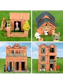 50/100/200pcs Miniature Landscape Kit | Realistic Red Brick Wall & Stone Accents | Plastic | Ideal For DIY Crafts, Fairy Gardens, And Dollhouses | Perfect For Building Your Mini Dream House