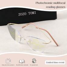 Gafas de lectura multifocales progresivas y fotocromáticas para mujeres, con visión amplia, diseño de marco ultraligero y cómodo de usar - Blanco - Ver 4