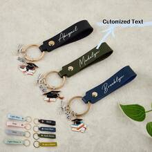 Personalized Leather Graduation Keychain - Custom Name Graduation Keyring, Unique Gift For Graduates, Perfect College Graduation Gift For Her, Class Of 2025 - Metal Cap With Bachelor Hat Design, Ideal For Celebrating Achievements And Milestones, Thoughtful Keepsake For Graduation Season, Memorable Gift For New Graduates, Customizable Leather Keychain For Lasting Memories - Multicolor - View 7