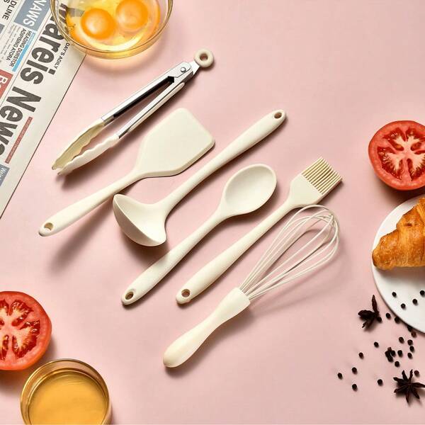 Ensemble d'ustensiles de cuisine en silicone résistants à haute température, spatule, louche. Outils de cuisine résistants à la chaleur