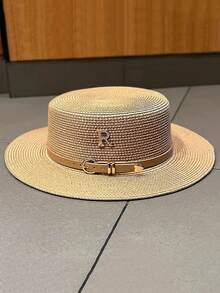 Summer Casual Straw Hat For Women, Simple Fashion British Style, Beach Sun Hat For Holiday, Vacation, Sun Protection - Straw Hat - View 4
