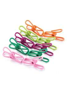 20 pièces Pinces à puce - Pinces en acier revêtu de PVC utilitaires pour sceller les emballages alimentaires, les sacs de chips, les vêtements et le papier - Paquet de 10 (couleur aléatoire) Pinces à linge multifonctions