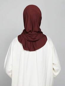 1 buah Jilbab Muslim Instan dengan Tali Pengikat, Terbuat dari Kain Lembut, Bernapas, dan Anti-Pilling, Cocok untuk Pemakaian Sehari-hari Sepanjang Tahun - Burgundy - View 6