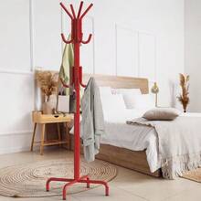 Jkm Simple Houseware Standing Coat And Hat Hanger Organizer Rack, 12 Hooks, Bronze - 紅色 - 查看 4
