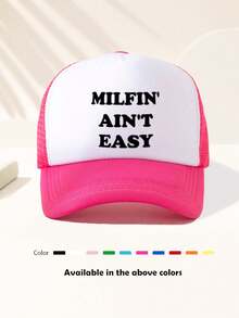 1pc Unisex Lettering EASY Game Day Baseball Cap, Adjustable Outdoor Hat, Spring And Autumn, Travel, Beach Vacation, Sports, Y2k Style, Dad Hat, Mesh Trucker Hat, Best Holiday Gift