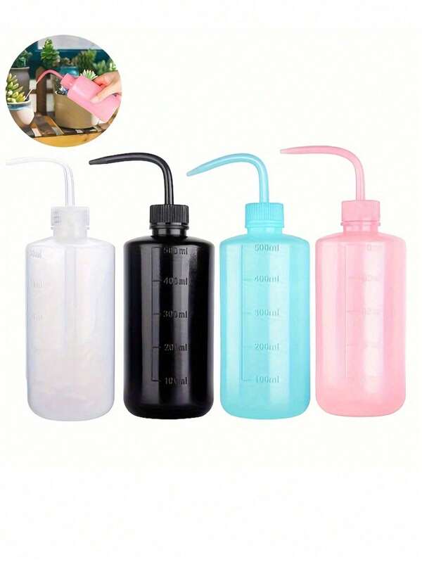 Botella de limpieza curvada de 250/500 mL en rosa, blanco y negro. Gotero de agua para exprimir. Botella de plástico para exprimir. Botella de ducha para pestañas. Jarra de agua para enjuagar pestañas
