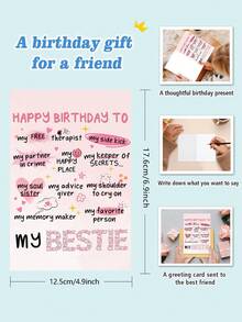 1 pièce Carte d'anniversaire amusante pour femmes, sœur ou meilleure amie - Carte d'amitié humoristique, cadeau d'anniversaire mignon pour la meilleure amie, nièce ou sœur de l'âme - multicolore - Voir 3