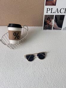 1pc Ultralight Children's Glasses, Comfortable For Boys & Girls, Fashionable Eyewear For Photo Shoot, Party, Cycling, Travel, Sports, Polygon Frames, Metal Dual Bridge Glasses - Children's - View 5