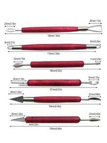 6/11pcs Carving Tool Set, Double-Sided Polymer Clay Sculpting Tools, Smooth Wooden Handle, Professional Ceramic Clay Sculpting Kit,Back To School,School Supplies - Beige - View 9