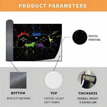 1 件豪华 3D 彩色时尚科技游戏控制器设计地毯，卡通游戏主题 Ins 风格矩形柔软防滑地毯，适用于户外、入口、客厅、卧室、洗衣房、浴室、游戏室，可机洗，四季大尺寸装饰垫，家居装饰 - 卡其色 - 查看 10