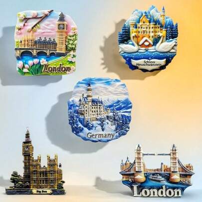 1pc UK, Germany, France 3D Magnetic Fridge Magnet, Travel Souvenir Gift, Home Decor