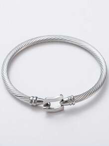 1pc Minimalist Horseshoe Clasp Titanium Steel Bracelet, Suitable For Girls, Women, Couples, Daily Accessory