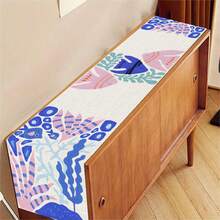 1 Pc Geometric Restaurant Table Runner, Wear-Resistant And Wrinkle-Resistant Linen Fabric Decoration, Machine Washable And Non-Deformed - Blue - View 6