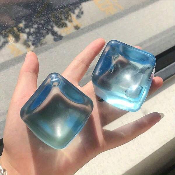 1 pieza Juguete apretable de cubo de hielo de azúcar de malta, cubo de hielo transparente, juguete apretable antiestrés de cubo de agua de lenta recuperación y alto atractivo