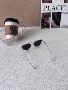 1pc Ultralight Children's Glasses, Comfortable For Boys & Girls, Fashionable Eyewear For Photo Shoot, Party, Cycling, Travel, Sports, Polygon Frames, Metal Dual Bridge Glasses - Children's - View 4