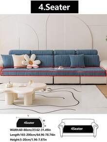 1件装四季通用弹力沙发套，防滑全覆盖加厚面料沙发座垫套，可水洗防尘沙发套，时尚清新家居装饰，宠物友好型，适用于L型及1/2/3/4座沙发，柔软家具保护套 - 霧霾藍 - 查看 15