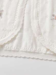 女宝宝休闲针织开衫花朵装饰短款镂空空调薄外套 - 白色 - 查看 5