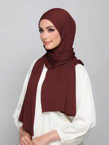 1 buah Jilbab Muslim Instan dengan Tali Pengikat, Terbuat dari Kain Lembut, Bernapas, dan Anti-Pilling, Cocok untuk Pemakaian Sehari-hari Sepanjang Tahun - Burgundy - View 4