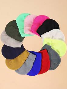 1 pieza Gorro de punto sin ala, gorro de invierno unisex cálido para actividades al aire libre - Multicolor - Ver 1
