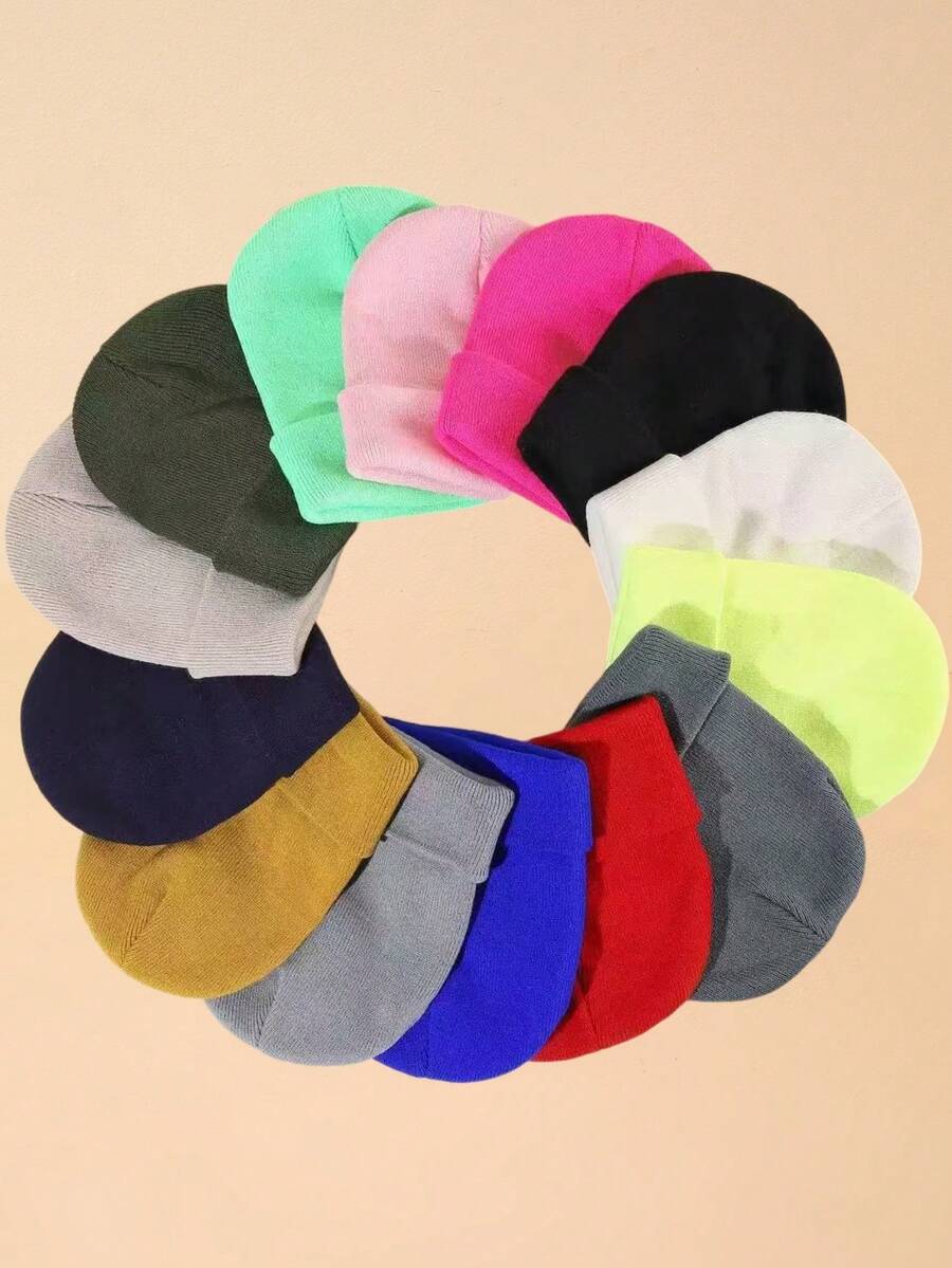 1 pieza Gorro de punto sin ala, gorro de invierno unisex cálido para actividades al aire libre - Multicolor - Ver 1