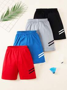 Conjunto de 4 pantalones cortos de verano para niños, de secado rápido y transpirables, con estilo de béisbol, adecuados para deportes, juegos y uso casual diario