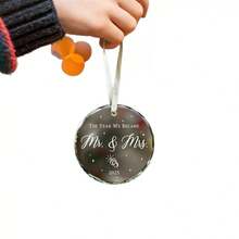 2024年情侣结婚礼物水晶饰品，新娘送礼会礼物，2024年新婚夫妇结婚纪念饰品 - 無色 - 查看 6