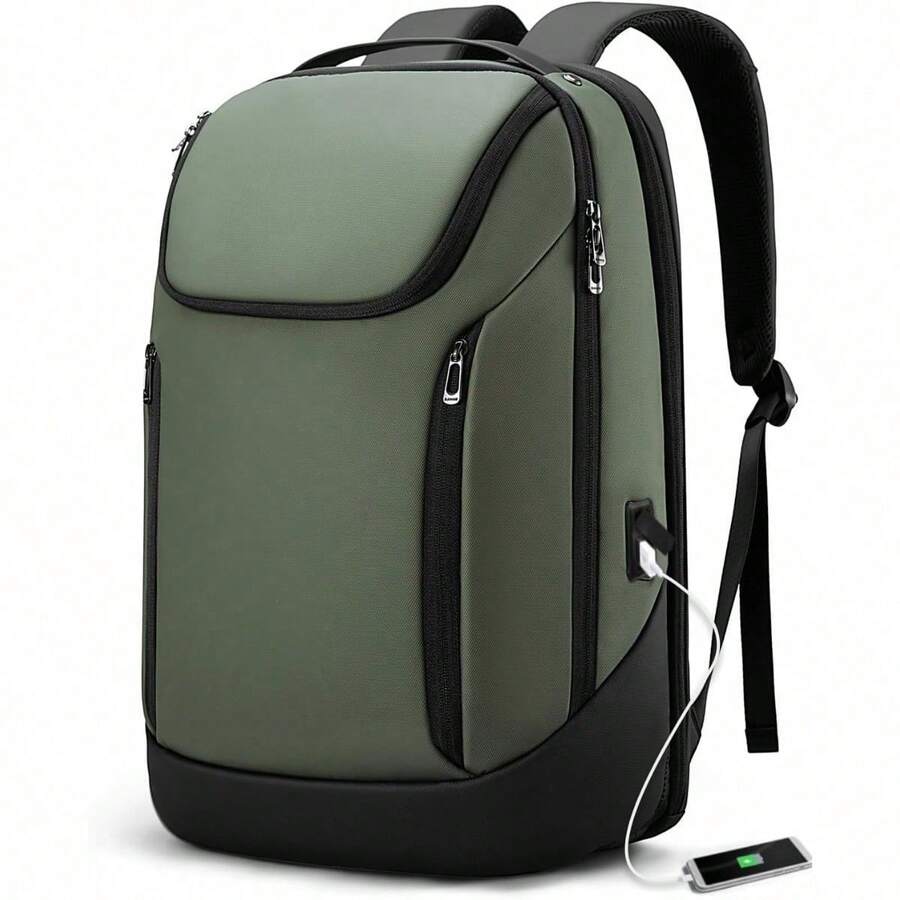 Backpack Business Smart Backpack Waterproof Fit 15.6 Inch Laptop Backpack With USB Charging Port, Travel Durable Backpack - Green(three Pocket) - View 1