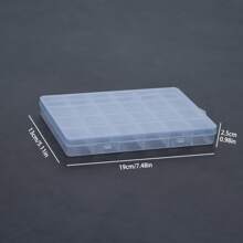 1 件加厚 24 格固定塑料收纳盒，透明珠宝盒，多功能容器，用于分类和存储，透明方形翻盖盒，用于存储和展示人造指甲，防尘且易于整理，适合女性收纳整理器旅行必需品返校宿舍收纳秋季装饰 - 透明色 - 查看 2