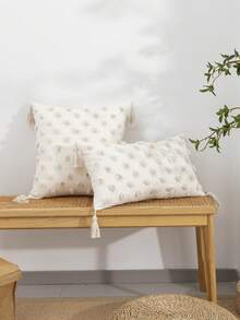 1/2pcs Blue Polka Dot Pillow Cover, Nordic Flannelette Embroidered Tassel Cushion Case For Bedroom, Living Room, Sofa, Garden Chair, Waist Pillow, Ins Style, All Season, 30*50cm, 45*45cm - Blue - View 5