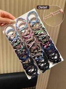 25pcs Ladies' Fashion Minimalist Multi-Color Bow Hair Scrunchies, Suitable For Daily Use And Gifting - Multicolor - View 5