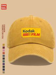 1pc Vintage 90s Film Logo Printed Baseball Cap, Solid Color Simple Design, Multiple Colors Available, , Black Papa Retro Truck Driver Hat, Adjustable Size, Outdoor Photography Sun Hat, Ideal Gift For Casual, Recreation, Hiking, Photography, Birthday, Holiday